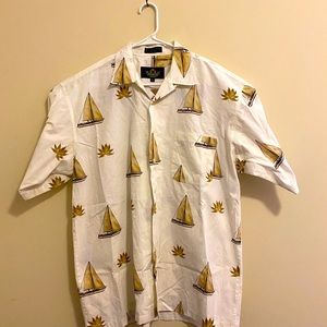 Perruzo Hawaiian Style Aloha Shirt White men large